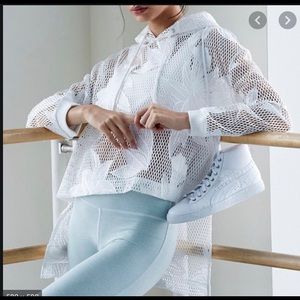 White free people mesh pull over